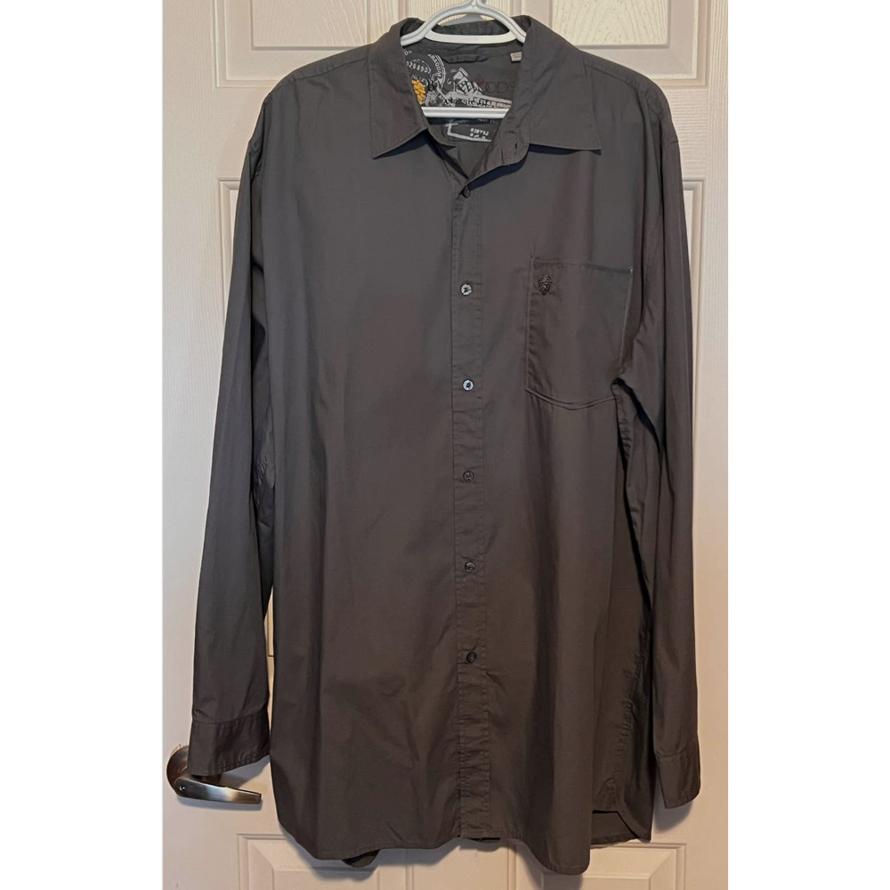 Backwoods Classic Fit‎ Men's Gray Long Sleeve Button Front Causal Shirt Size XXL